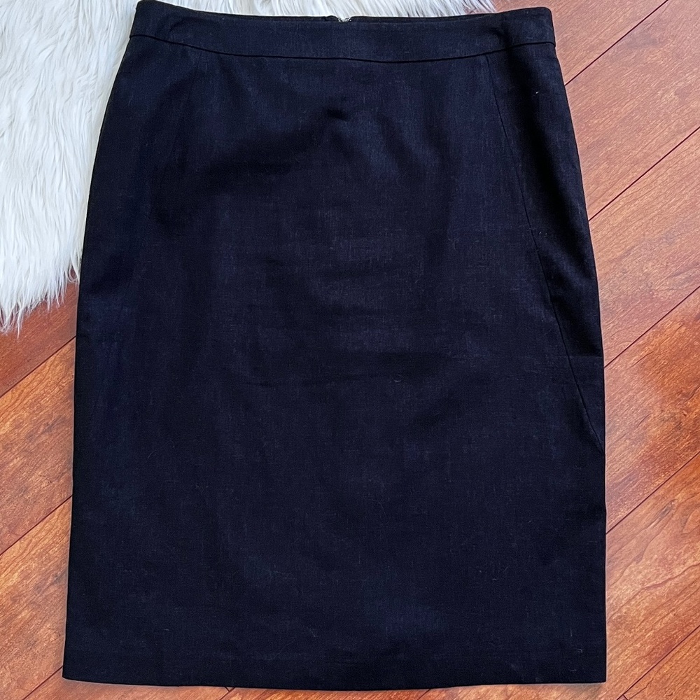 Vintage Chadwicks of Boston Linen Blend Black Pencil Skirt-Size 12 Tall